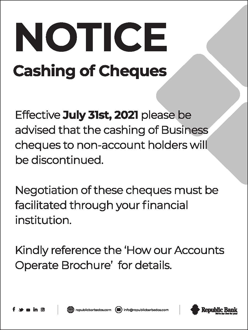 Cashing Of Cheques Republic Bank
